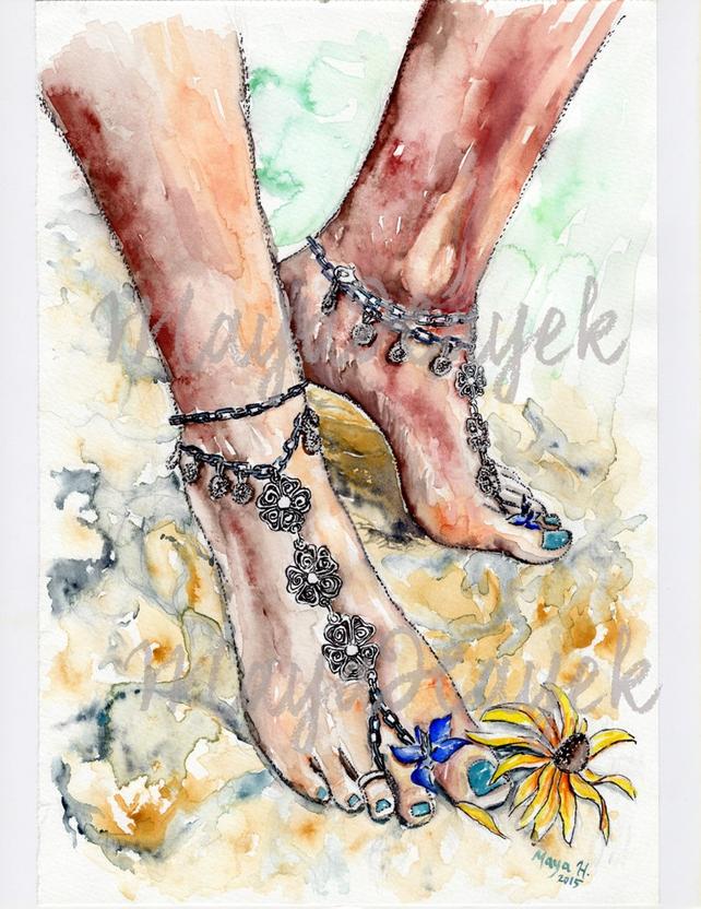 Watercolor Feet at PaintingValley.com | Explore collection of ...