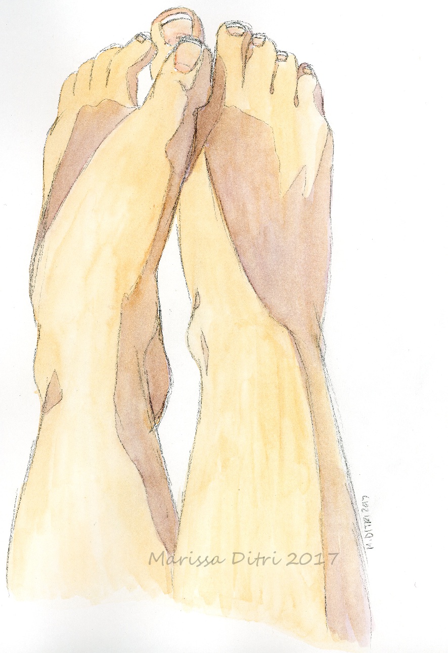 886x1290 My Feet 5x7 Watercolor Sketch Watercolor - Watercolor Feet