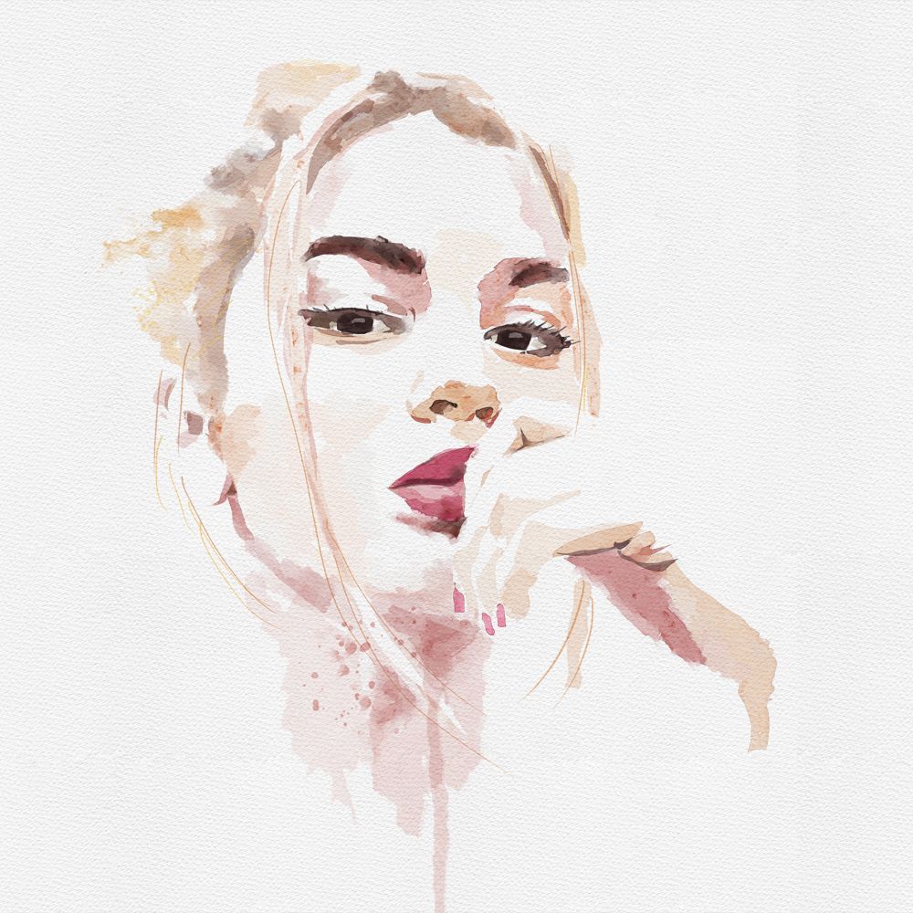 1000x1000 Female Portrait By Robert Dean - Watercolor Female Portrait