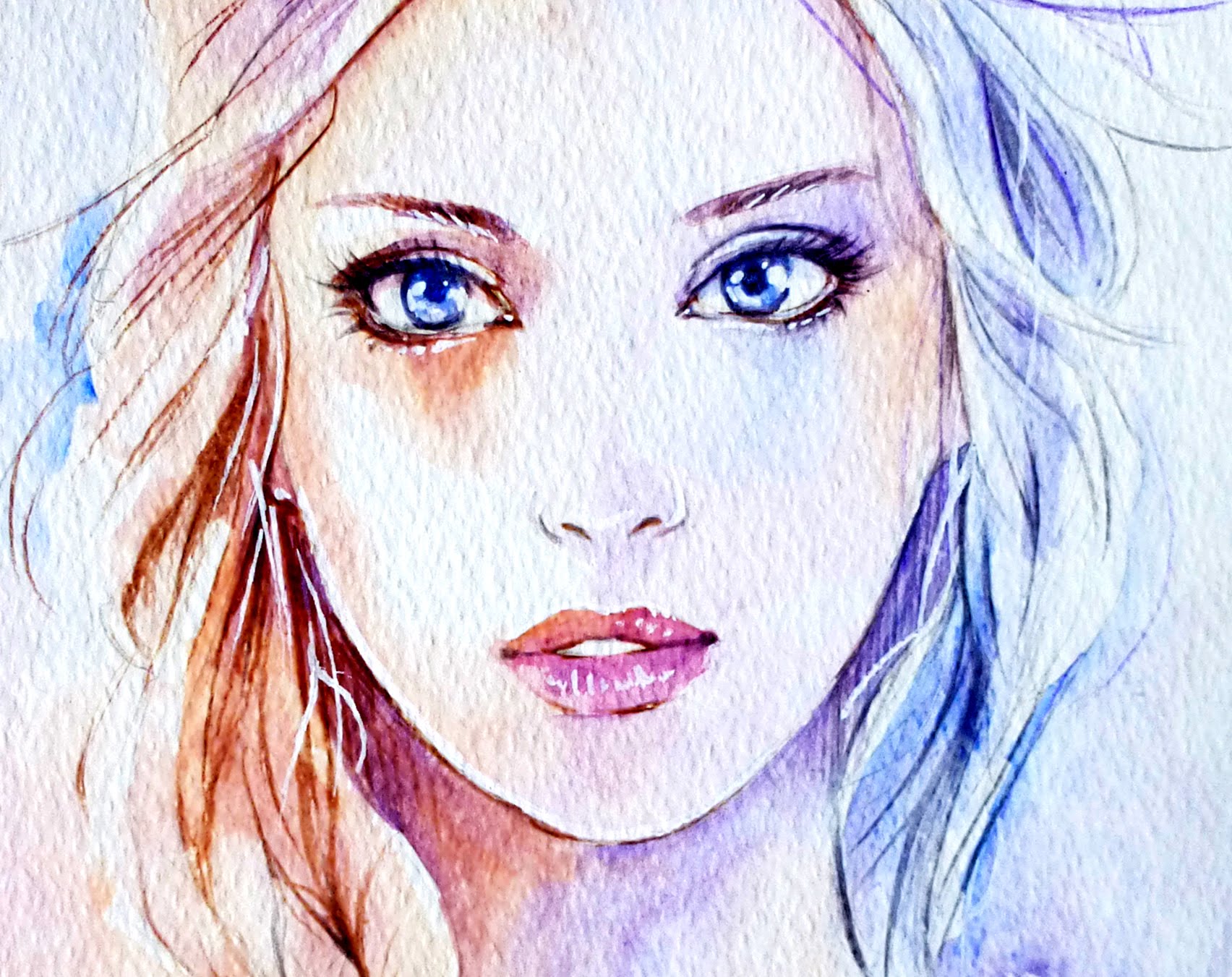 1704x1351 Realistic Elsa Portrait - Watercolor Female Portrait