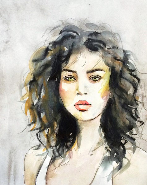 600x753 Watercolor Ink Portraits By Maryam Gaber - Watercolor Female Portrait