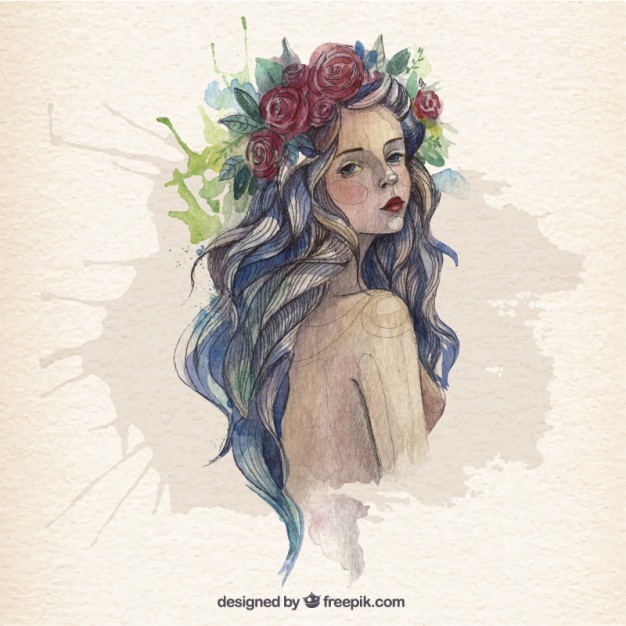 626x626 Beautiful Woman In Watercolor Style Vector Free Download - Watercolor Female Portrait