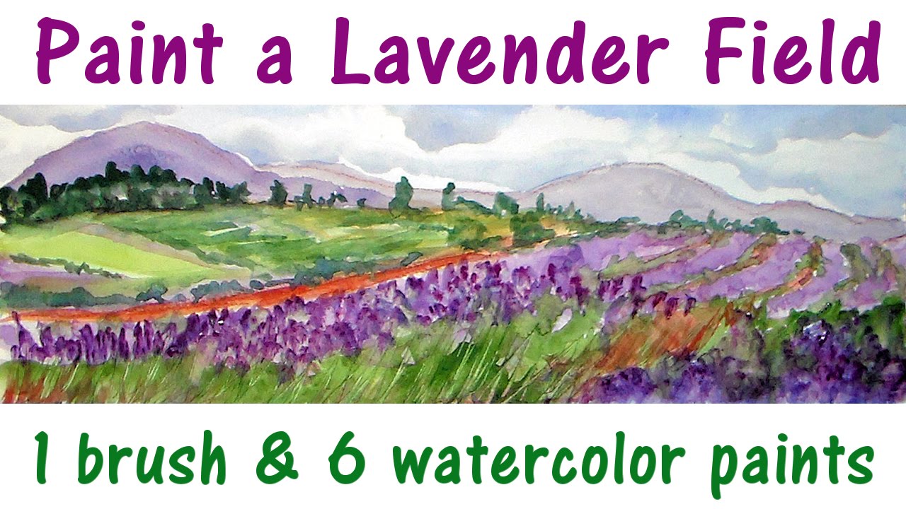 1280x720 Lavender Field Watercolor Beginner Landscape Tutorial - Watercolor Field Of Flowers