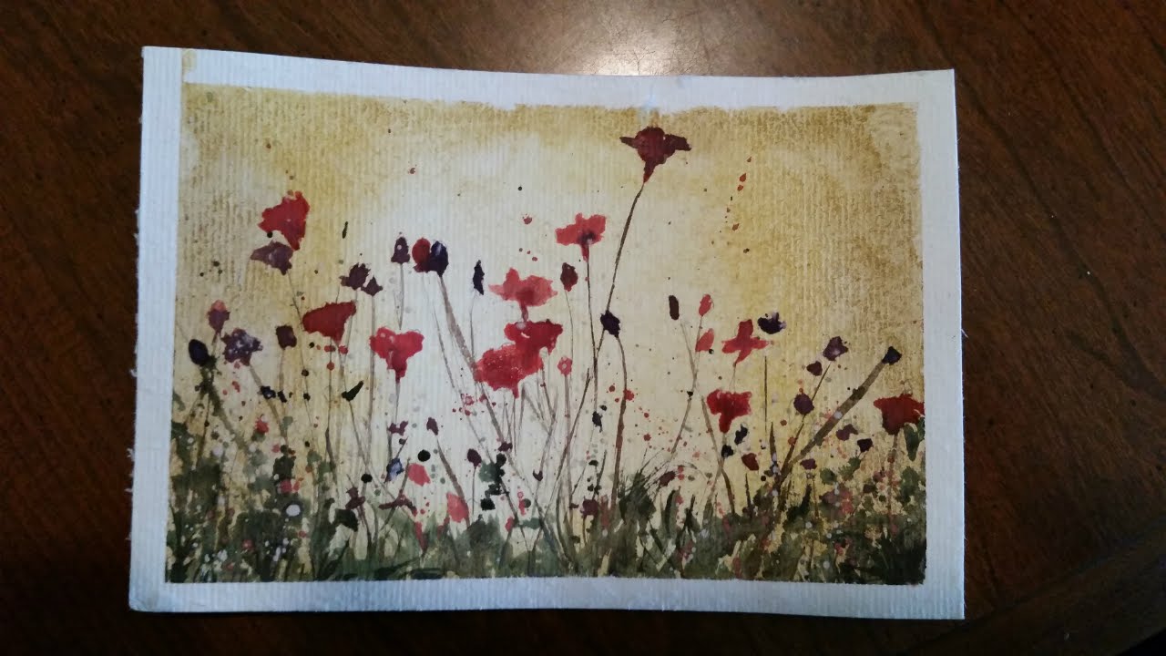 1280x720 Watercolor Vintage Photo Look Painting Field Of Flowers - Watercolor Field Of Flowers