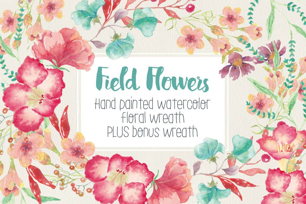 1051x701 Watercolor Wreath Of Field Flowers By L Design Bundles - Watercolor Field Of Flowers