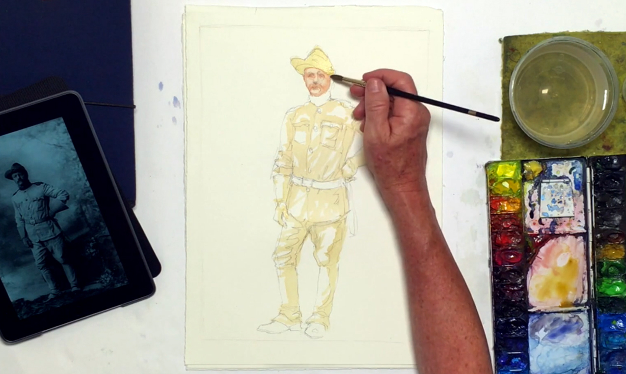 1275x761 Classic Watercolor Figure Painting Featuring Theodore Roosevelt - Watercolor Figure