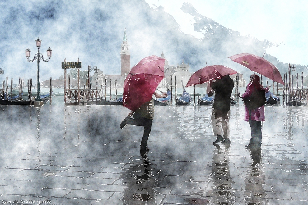 990x660 Watercolor Rain In Venice - Watercolor Filter