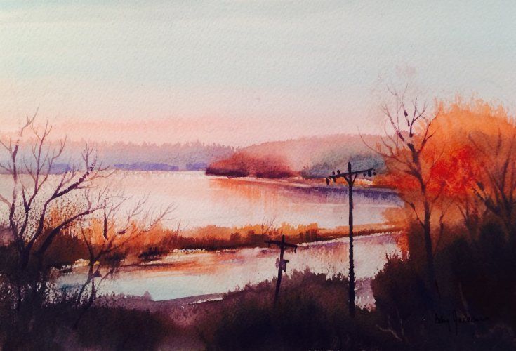 735x500 Rhinecliff - Watercolor Fine Art