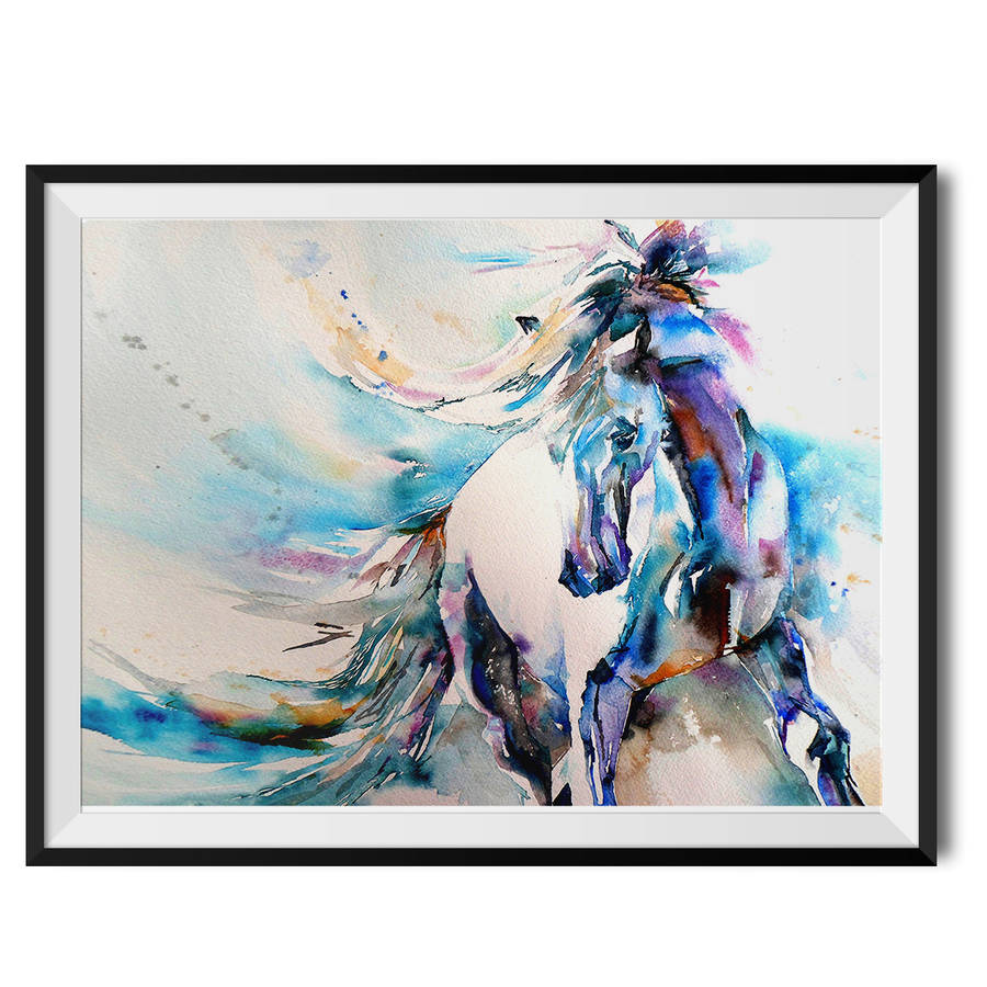 900x900 Spanish Horse Watercolour Fine Art Print By Wraptious - Watercolor Fine Art