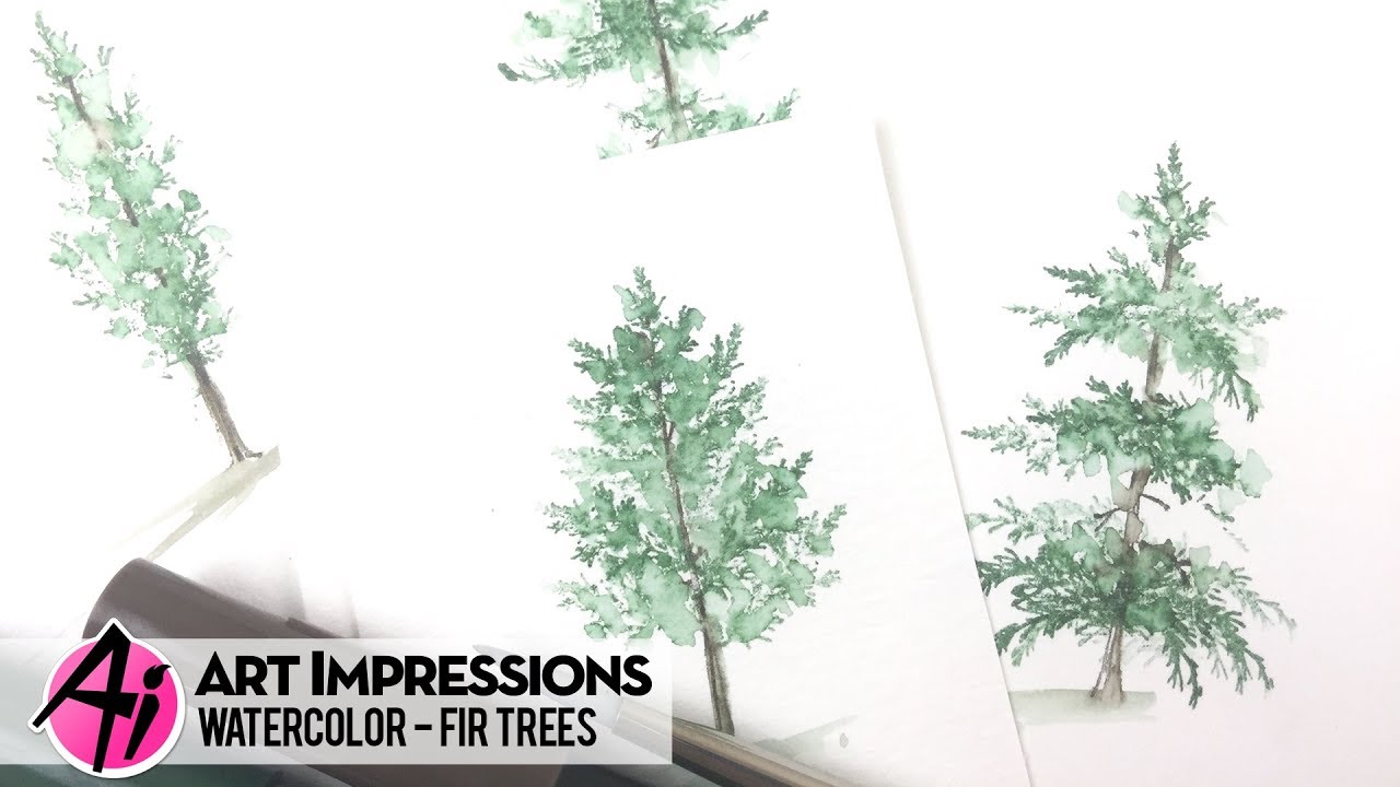 Watercolor Fir Trees