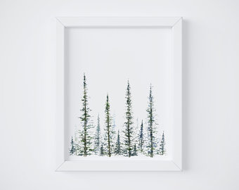 340x270 Tree Watercolor Etsy - Watercolor Fir Trees