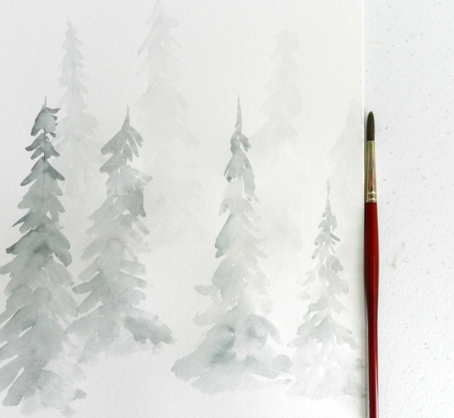 650x598 Watercolor Pine Trees Tutorial How To Paint A Wintery Forestscape - Watercolor Fir Trees