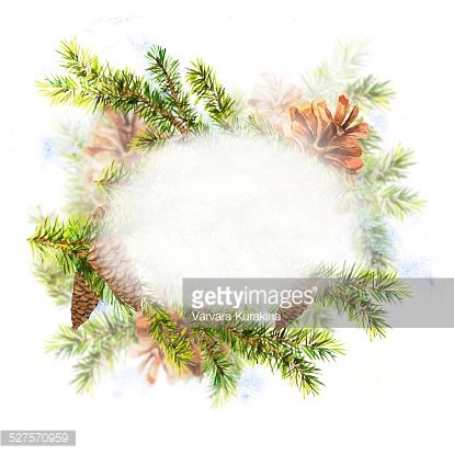 414x414 Christmas Watercolor With Sprig Of Fir Trees Premium Clipart - Watercolor Fir Trees