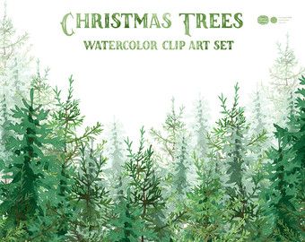 340x270 Forest Clipart Conifer Cute Borders, Vectors, Animated, Black And - Watercolor Fir Trees