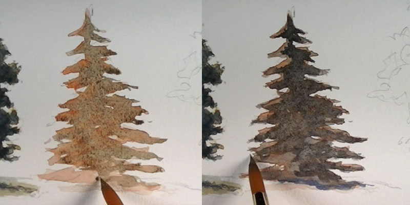 800x400 How To Paint Trees With Watercolor - Watercolor Fir Trees