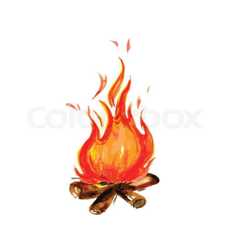 800x800 Fire Painted In Watercolor Style, Vector Illustration Stock - Watercolor Fire