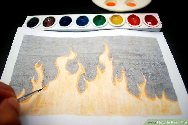 728x487 How To Paint Fire 8 Steps (With Pictures) - Watercolor Fire