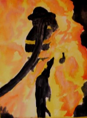 296x400 Painting Fire In Watercolor - Watercolor Fire
