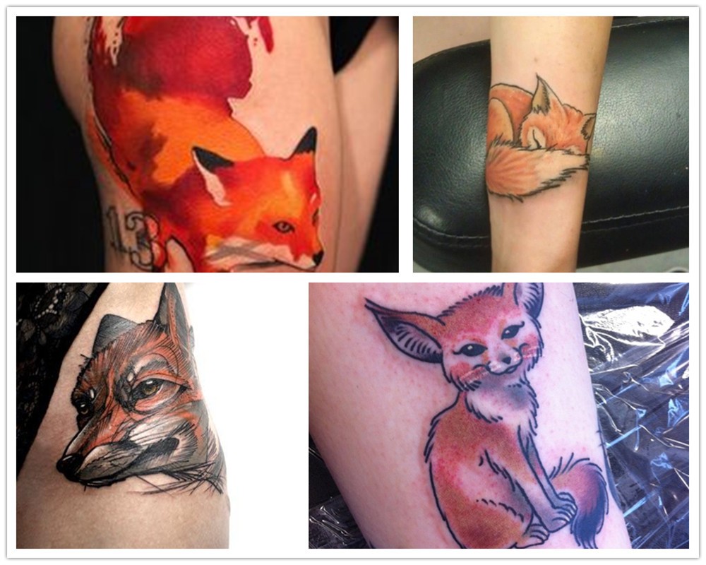 1000x800 Collection Of Fox Watercolor Tattoo On Thigh For Girls - Watercolor Fire Tattoo