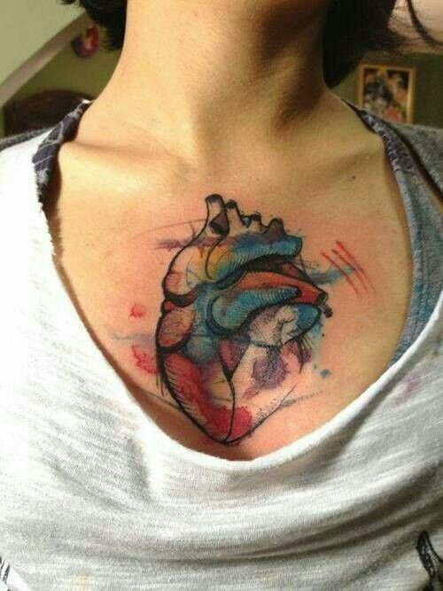 500x667 Heart Tattoo Body As Art Tattoo, Tattoo Art And Tattoo - Watercolor Fire Tattoo