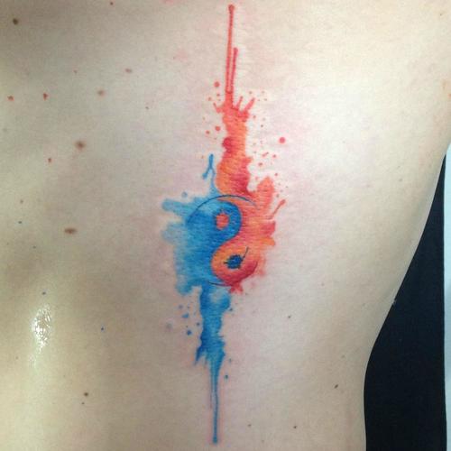 500x500 Watercolor Tattoo Heart - Watercolor Fire Tattoo