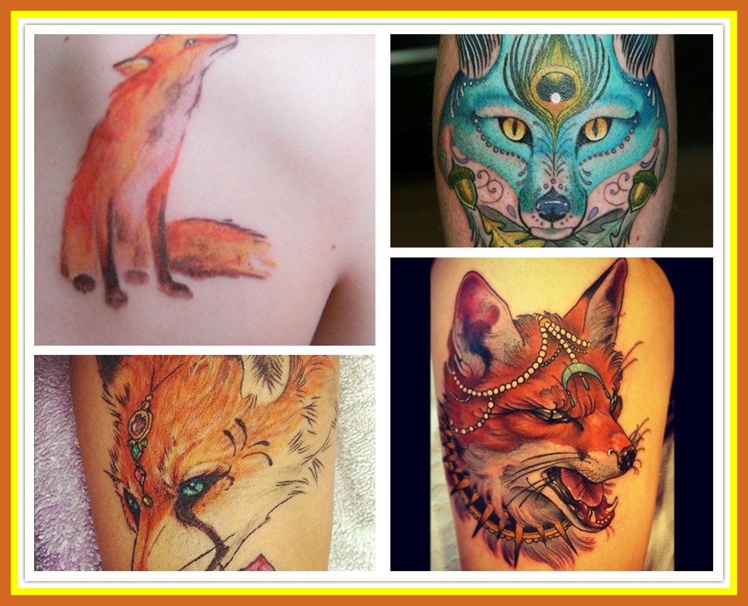 1050x850 Appealing Watercolor Tattoo Fox Design For Fire Blue Red Pic Of - Watercolor Fire Tattoo