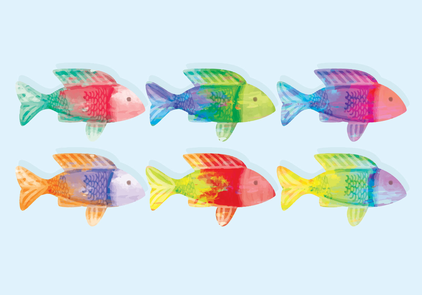 1400x980 Watercolor Fish Free Vector Art - Watercolor Fish