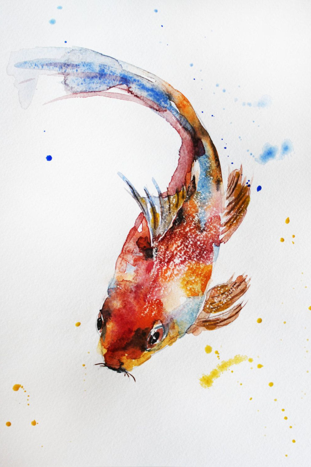1000x1499 Koi Fish Watercolor Painting Fish Watercolor Original, Fish - Watercolor Fish Art