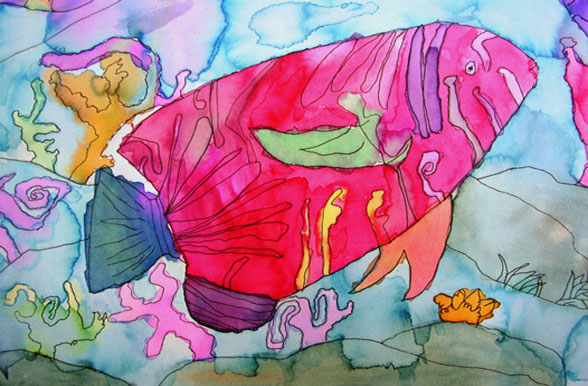 588x386 Watercolor Fish Art Project Deep Space Sparkle - Watercolor Fish Art