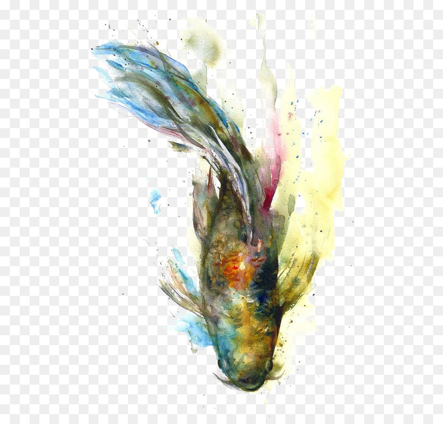 900x860 Koi Watercolor Painting Goldfish - Watercolor Fish Images