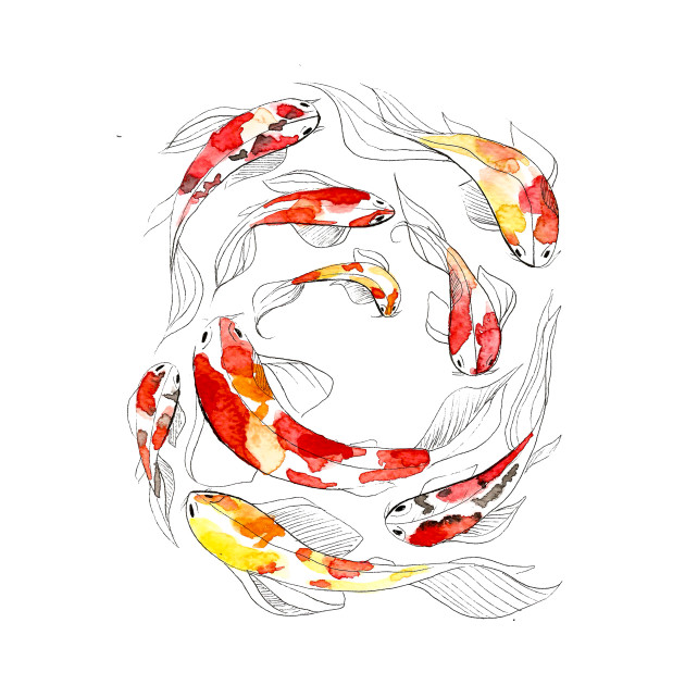 630x630 Watercolor Koi Fish - Watercolor Fish Images