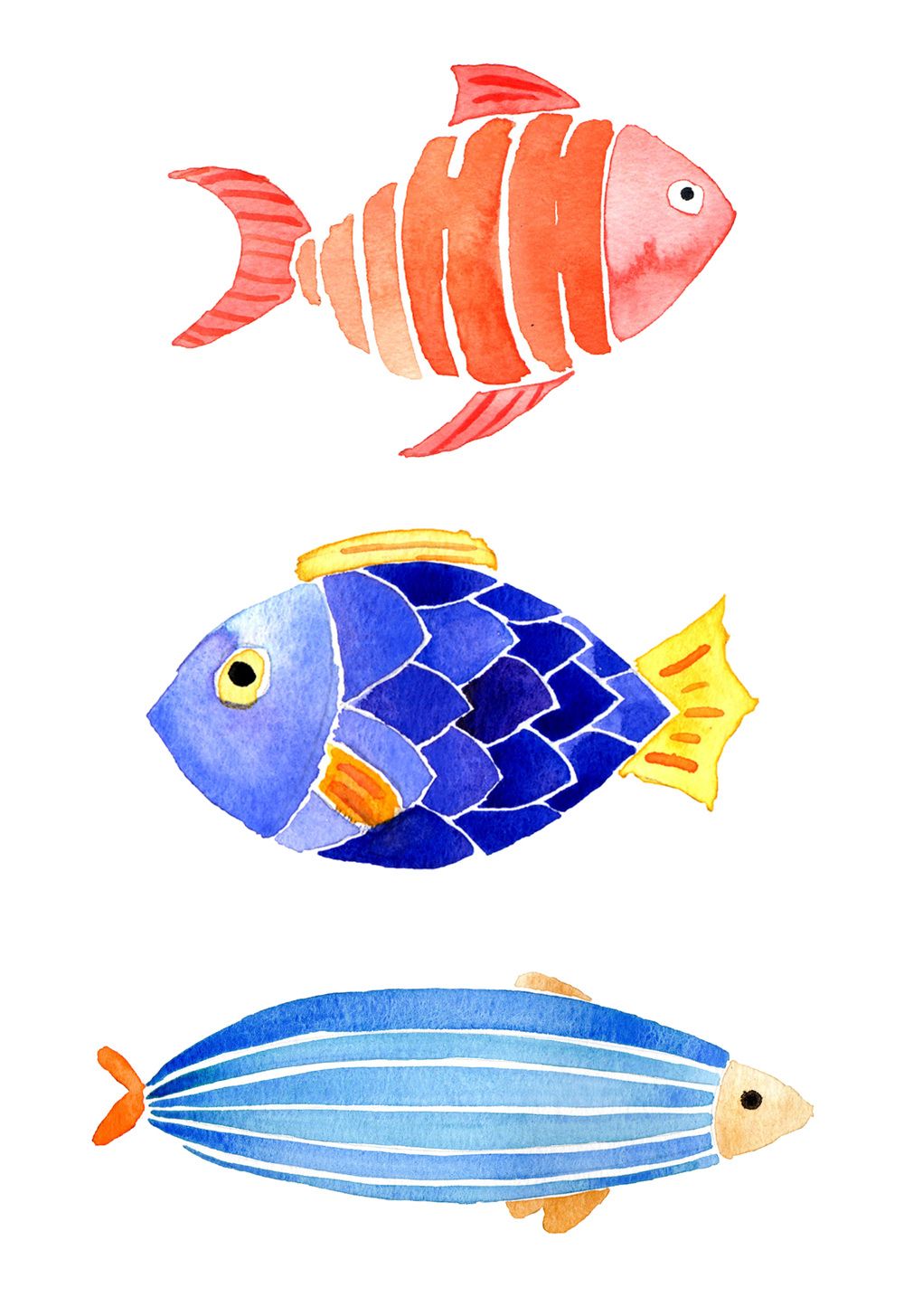 1000x1455 Watercolour Idea The Cute Watercolor Fishes By The - Watercolor Fish Images