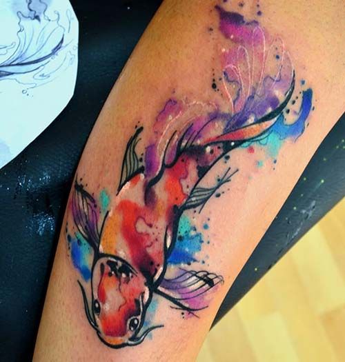 500x525 Watercolor Koi Fish Tattoos Renkli Koi Koi - Watercolor Fish Tattoo