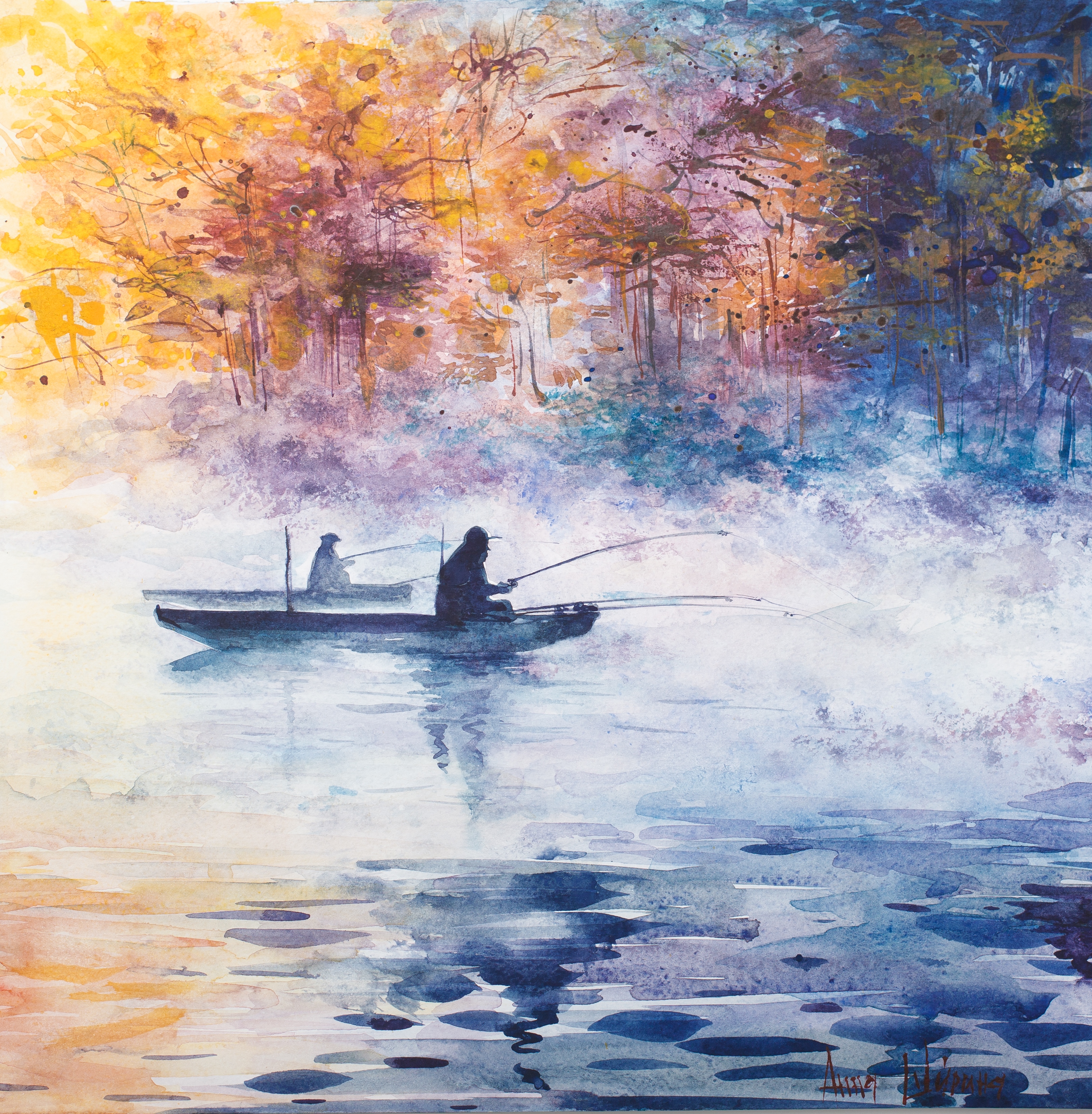 Watercolor Fisherman at PaintingValley.com | Explore collection of ...