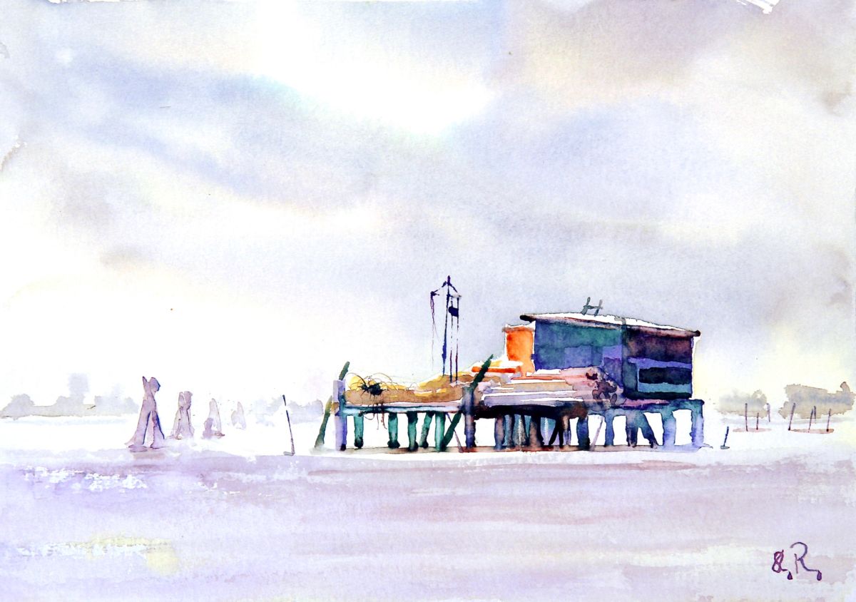 1200x844 Pellestrina (2) (Guy Rossey) - Watercolor Fisherman