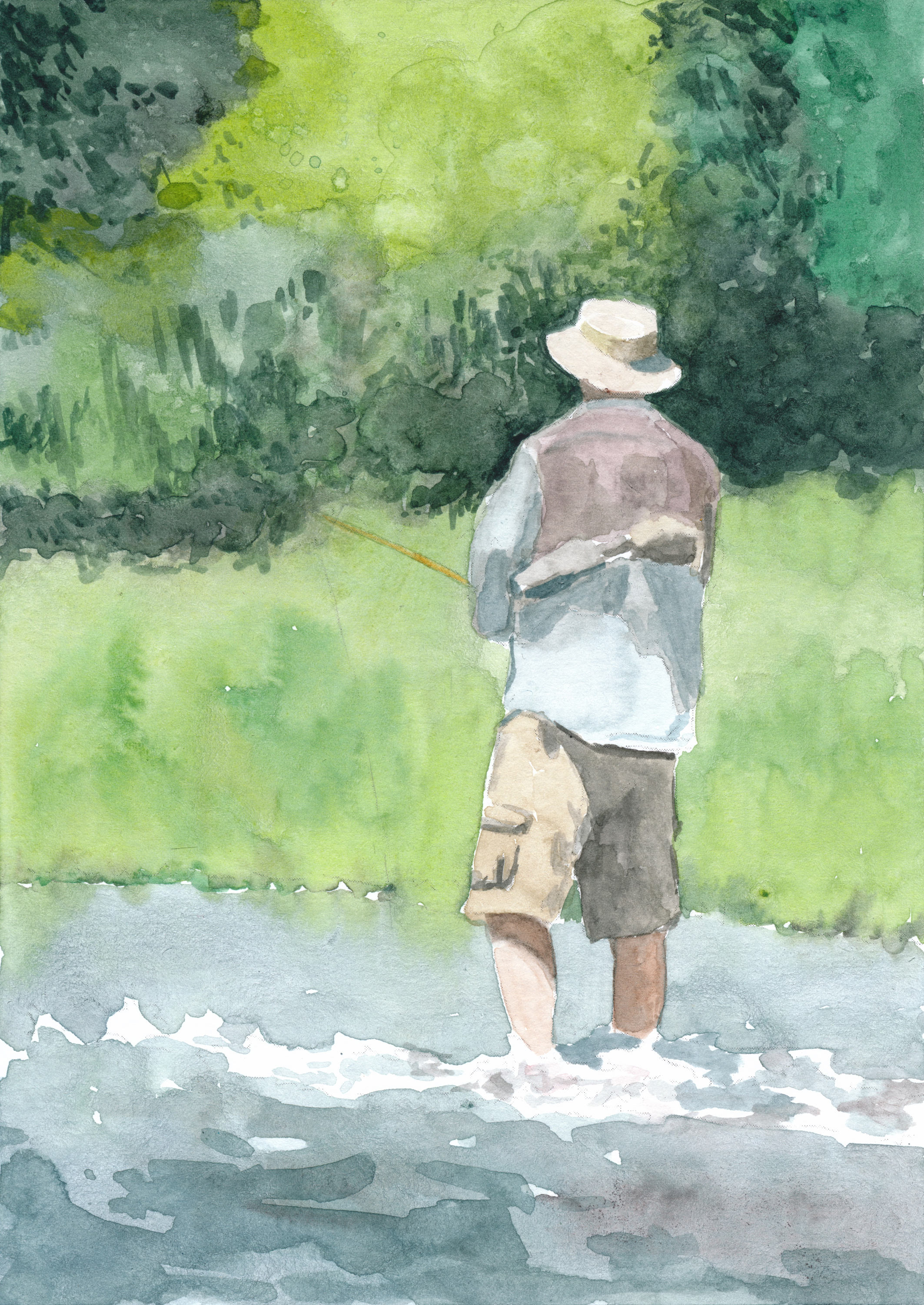 Watercolor Fisherman at PaintingValley.com | Explore collection of ...