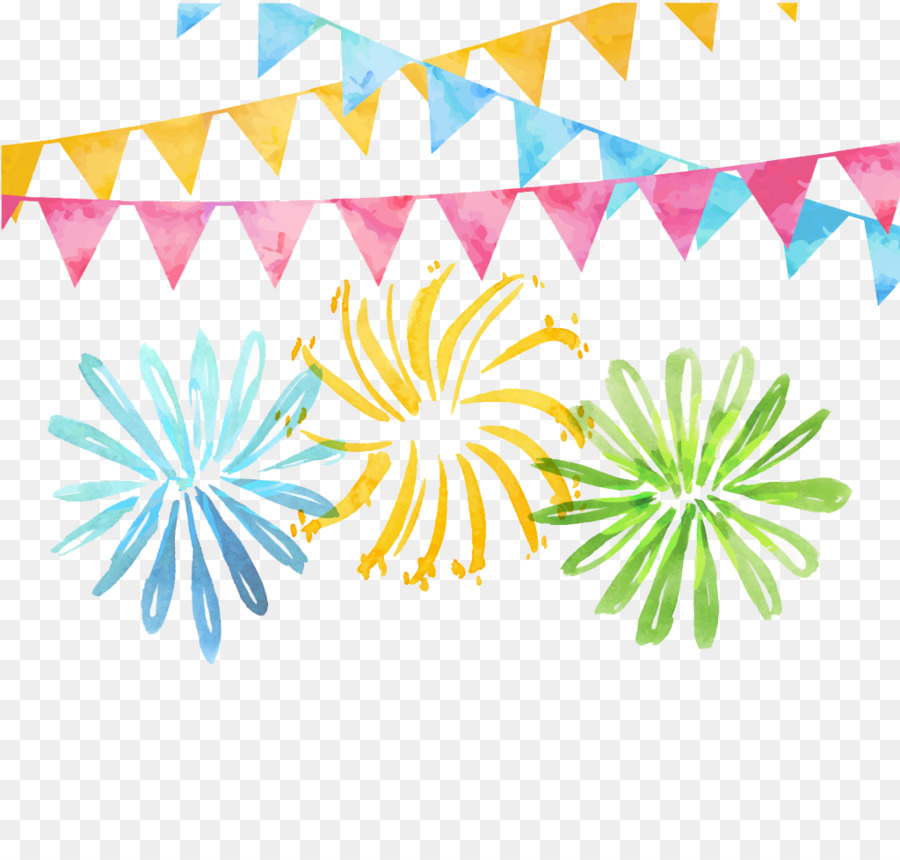 900x860 Festa Junina Watercolor Painting Icon - Watercolor Flag