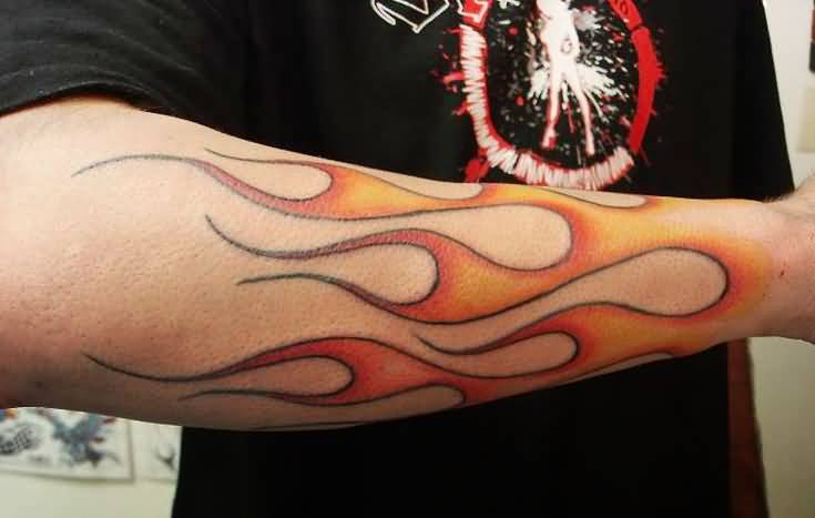 735x467 Cool Flames Tattoo On Fingers - Watercolor Flame Tattoo