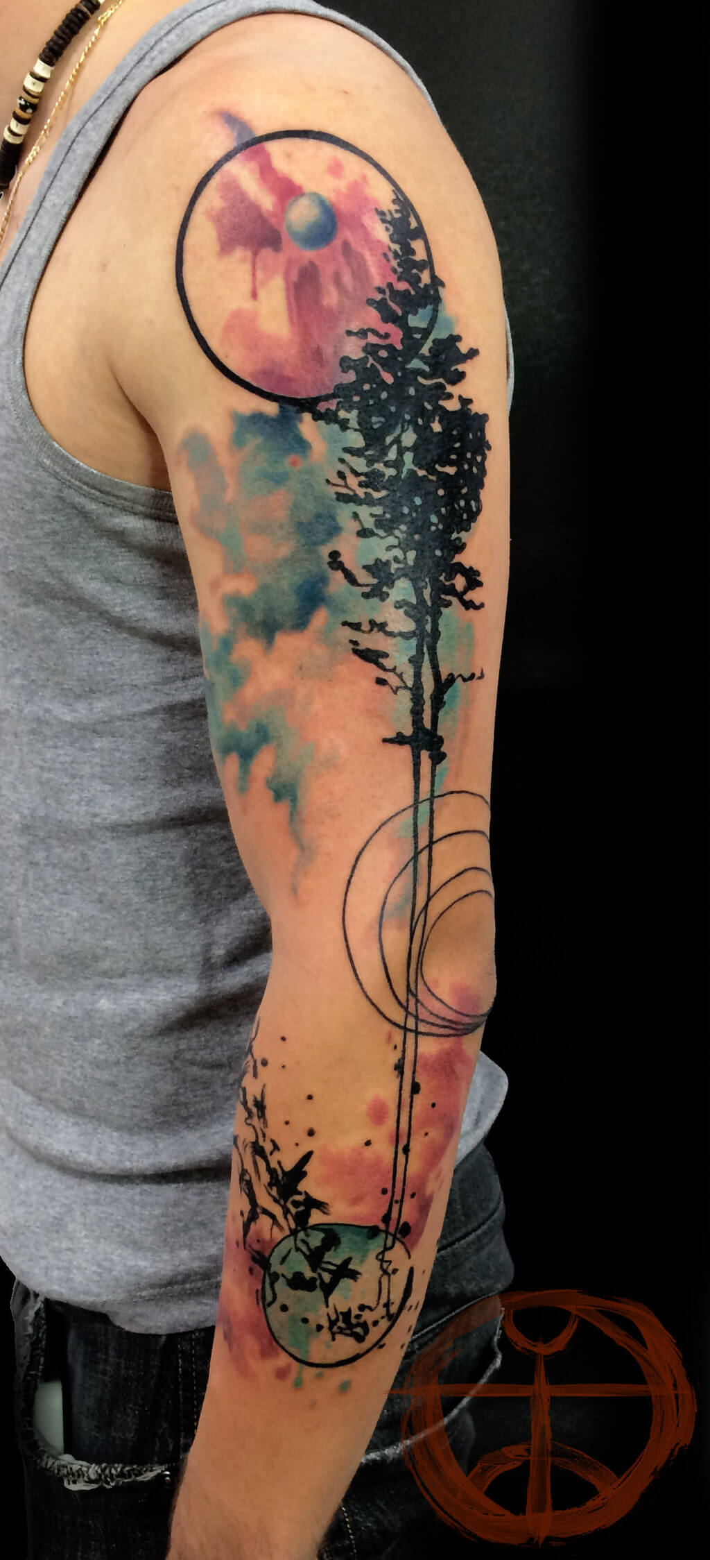 1024x2248 The 112 Best Watercolor Tattoos For Men Improb - Watercolor Flame Tattoo