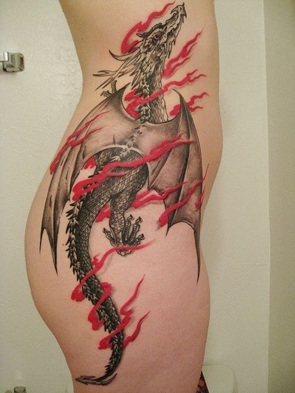 600x800 155 Ways Of Getting Your Perfect Dragon Tattoo Done - Watercolor Flame Tattoo