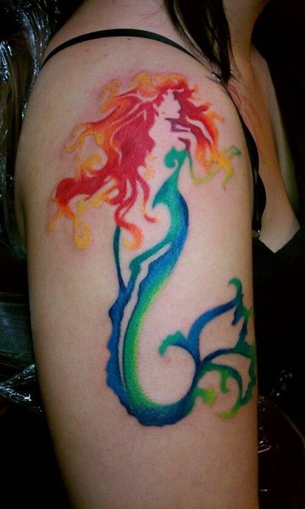 600x1000 75 Mermaid Tattoos That Are Magical - Watercolor Flame Tattoo