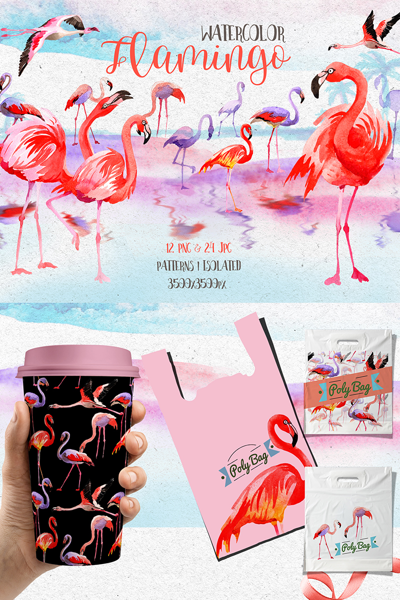800x1200 Watercolor Pink Flamingo Png Set Illustration - Watercolor Flamingo Png