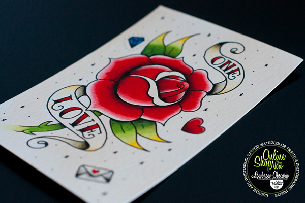 600x400 One Love Watercolor Tattoo Flash On Behance - Watercolor Flash