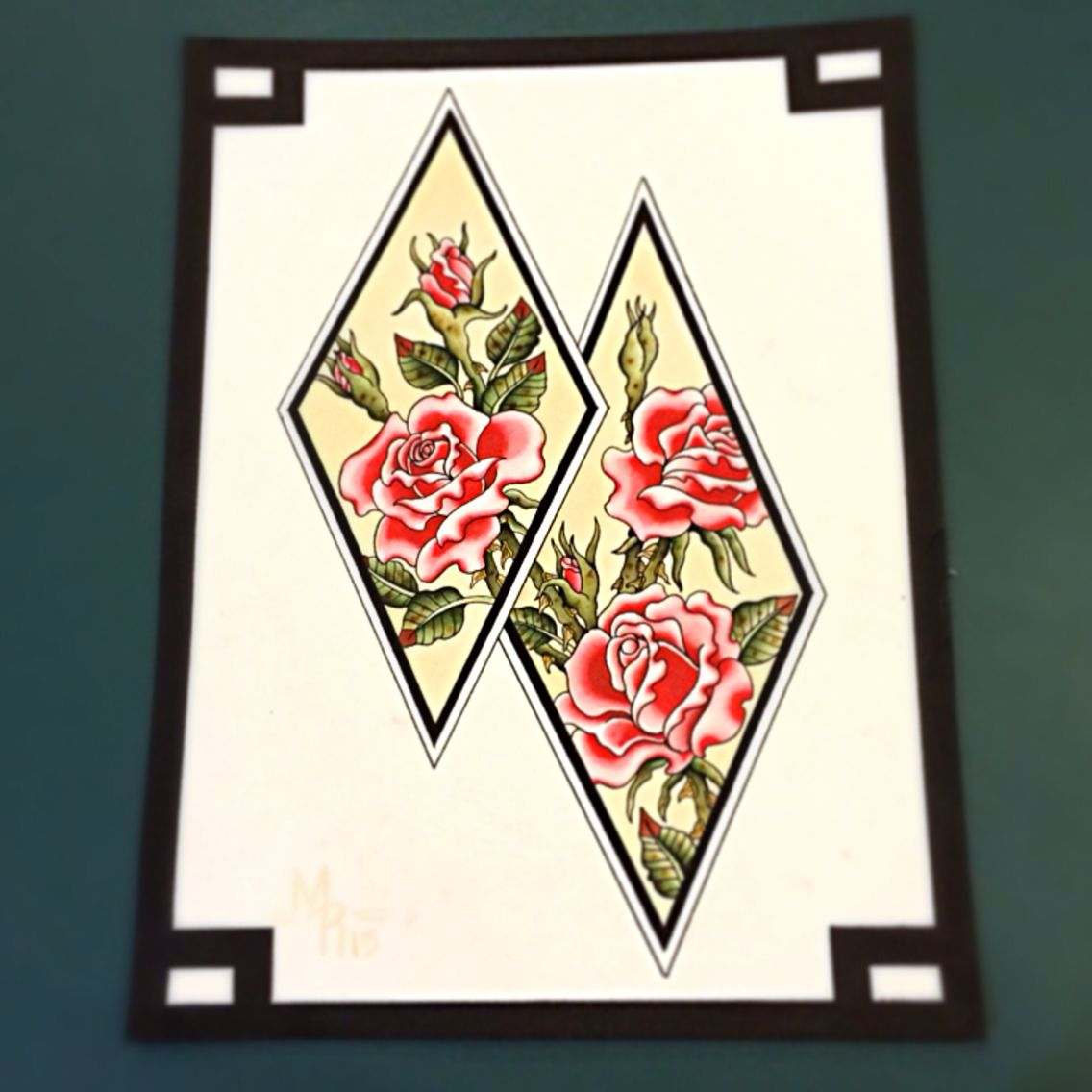 1136x1136 Rose Tattoo Flash Watercolor Painting By Matt Robinson Vacaville - Watercolor Flash