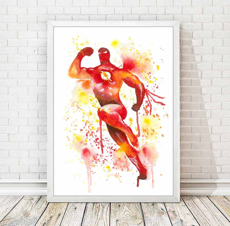 900x885 The Flash Art Print Avengers Superhero Watercolor Print Etsy - Watercolor Flash