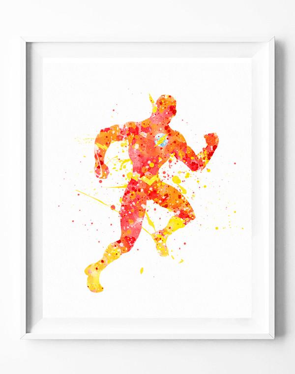 600x761 The Flash Poster Dc Justice League Art Print Superhero Watercolor - Watercolor Flash