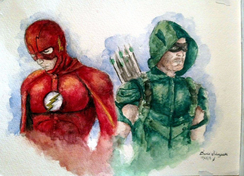 1024x738 The Flash And Green Arrow - Watercolor Flash