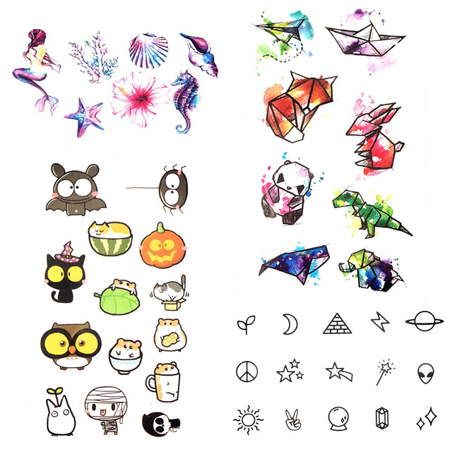 640x640 Watercolor Little Bauble Cute Cartoon Temporary Tattoo Panda - Watercolor Flash