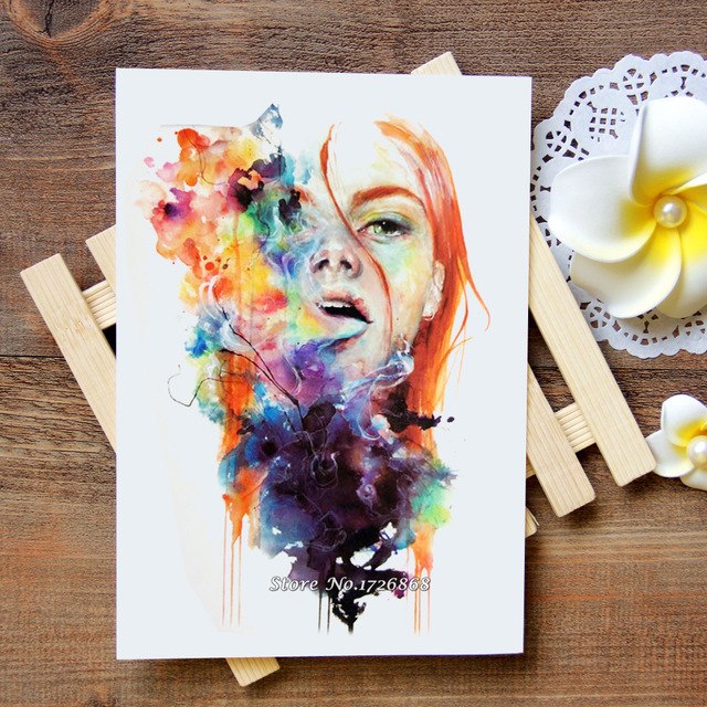 640x640 Waterproof Temporary Tattoo Sticker Dream Watercolor Girls Tattoo - Watercolor Flash