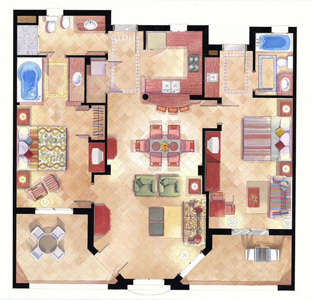 624x600 10 - Watercolor Floor Plan